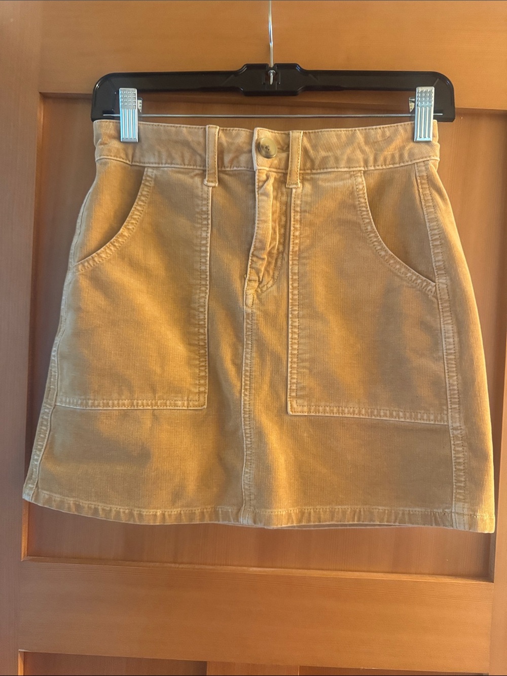 American Eagle Corduroy Super Stretch Skirt in Tan